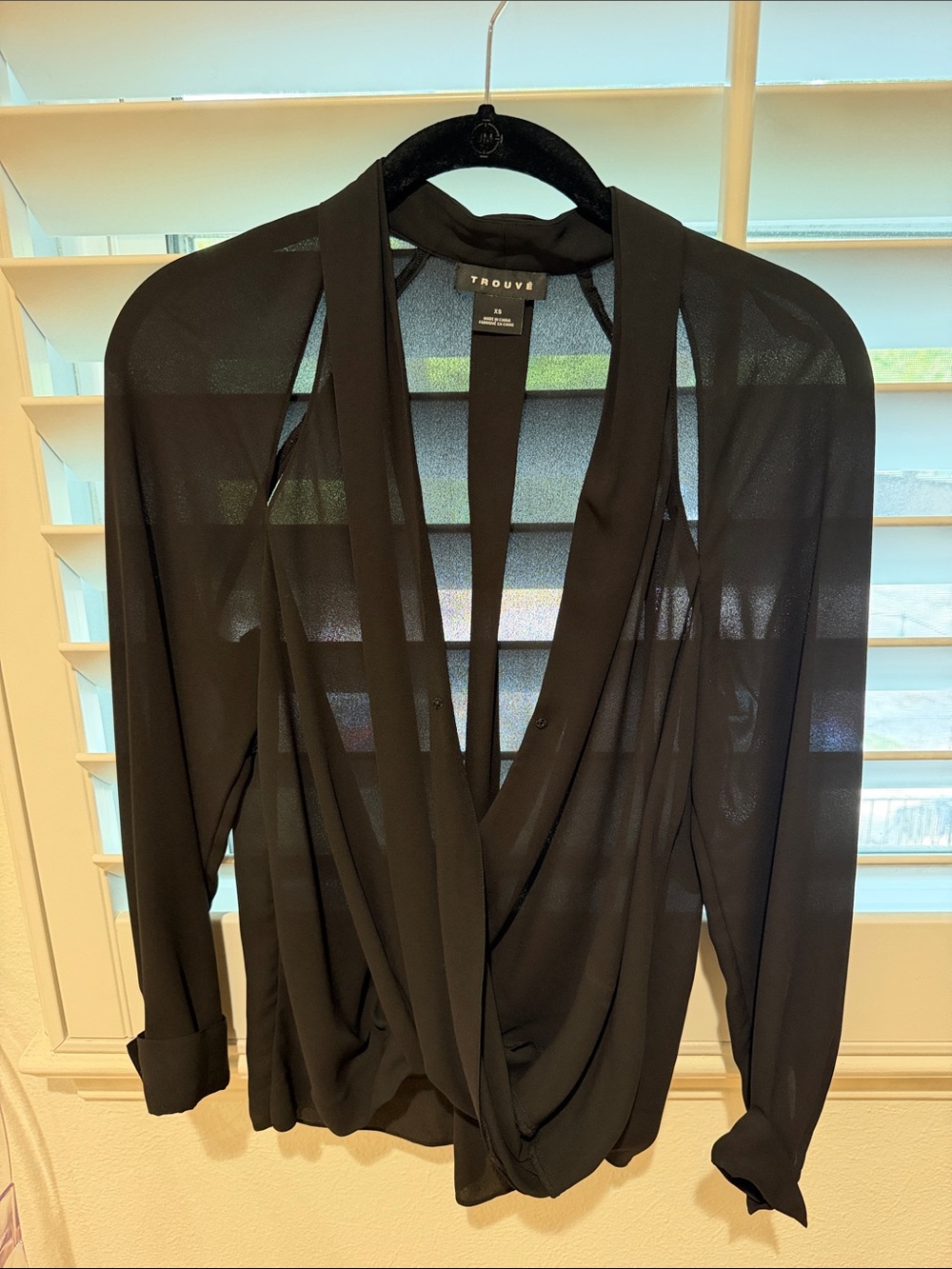 Trouvé Black Sheer Wrap Blouse - Elegant Women's Top
